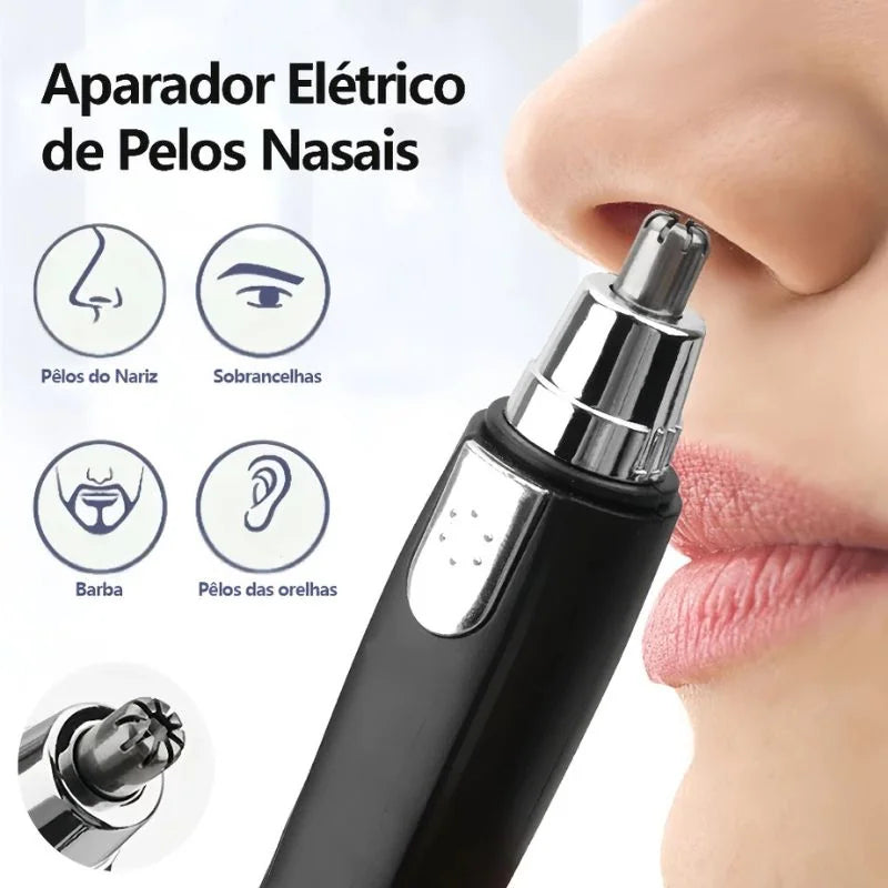 Aparador de pelos para nariz e orelha com cabeça removível lavável