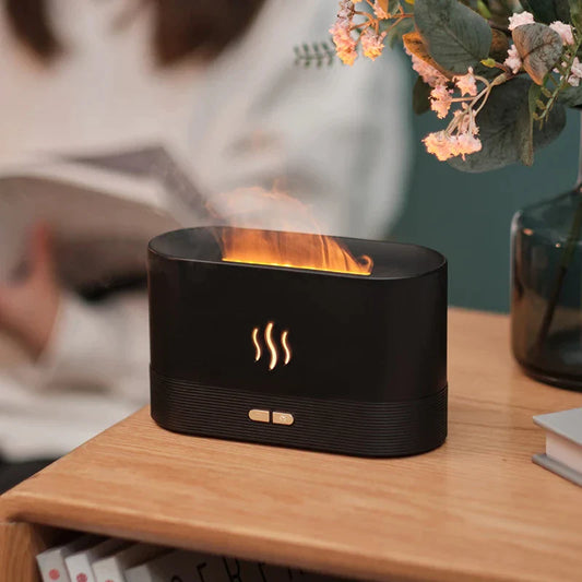 Difusor de aroma com efeito chama LED decorativo