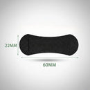 Dimensões do dilatador nasal adesivo preto medindo 60 mm de largura por 22 mm de altura.