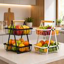 Fruteira de Mesa 2 Andares Metal e Madeira