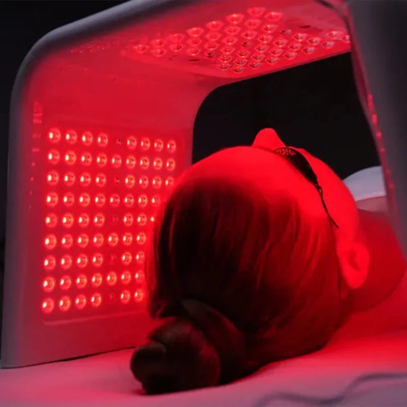 Cabine de LED Dádiva com design moderno e leve, ideal para centros de estética e spas de bem-estar.