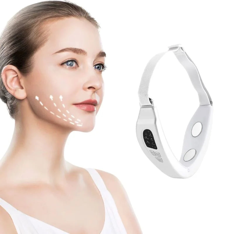Aparelho massageador facial com tecnologia EMS branco