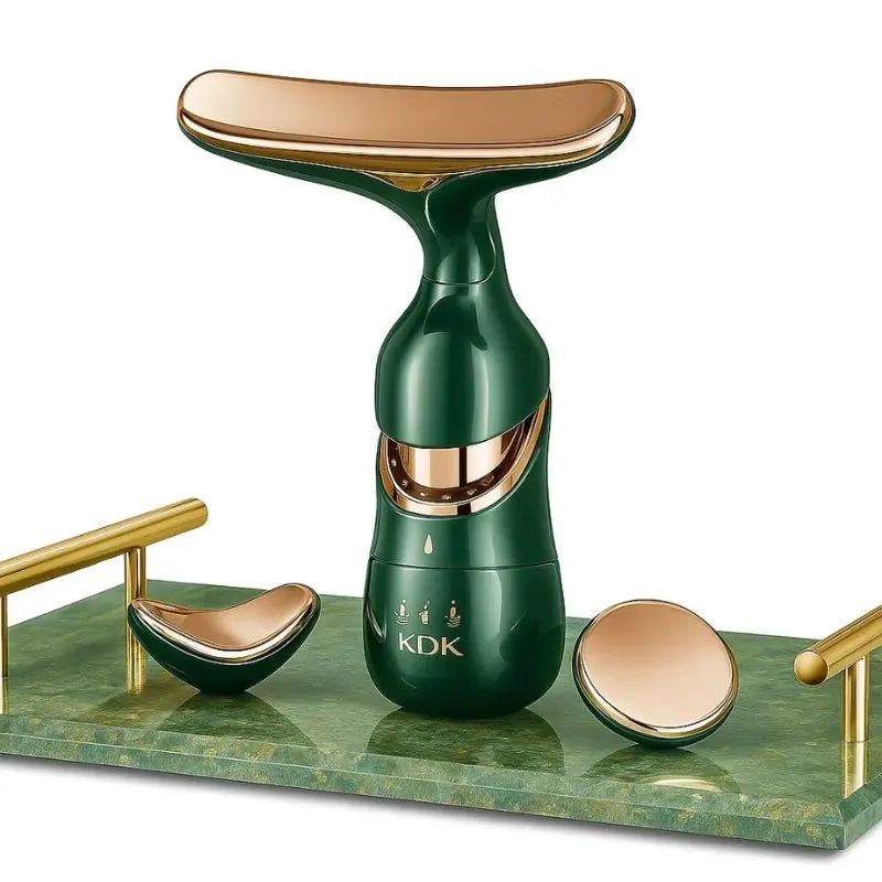 Massageador facial elétrico FaceSculpt utilizado para rejuvenescimento e cuidado diário da pele