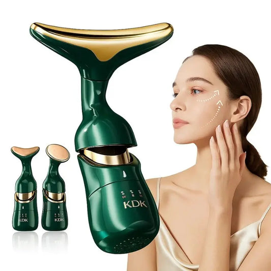 Massageador facial lifting 3D FaceSculpt verde e dourado para rejuvenescimento e tonificação da pele