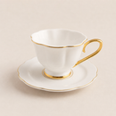 Xícaras de Café Serena em Porcelana com Fio Dourado