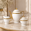 Conjunto de Café e Chá Imperial Branco e Dourado