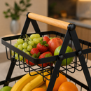 Fruteira de Mesa 3 Andares Metal e Madeira