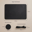 Jogo Americano Contemporâneas Couro PU Retangular Preto
