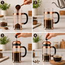 Cafeteira Prensa Francesa Paris em Vidro e Inox - Rose Gold